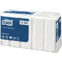 Tork Medewo 10300 Serviettes 33x33cm 1 pli 1/4F Universel blanc brillant 500 pcs. (500 pcs, 33 x 33 cm)