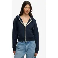 Superdry Essential Logo Cropped Full Zip Sweatshirt Bleu 2XS Femme