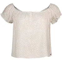 Superdry 1/2 Button Woven Short Sleeve Top Beige L Femme