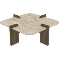 CALICOSY - Table basse carrée aux bords arrondis L90 cm LUMA