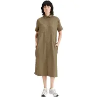 Dockers Button Front Short Sleeve Midi Dress Marron L Femme
