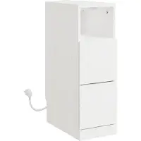 SoBuy Table de chevet Cream White 2 tiroirs LED