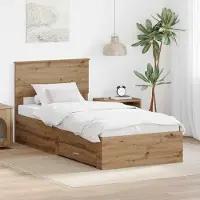 vidaXL Cadre de lit avec tête de lit Chêne Artisan 90 x 200 cm Bois composite