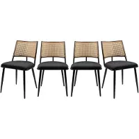 CALICOSY - Lot de 4 chaises avec cannage naturel et structure en métal noir L47 cm - SCHILLER