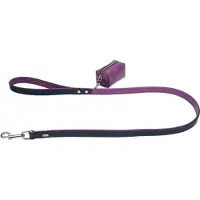 Barry King Smycz skórzana, 20 mm / 120 cm, fioletowy, z pojemnikiem na woreczki (Chien)