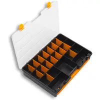 Artplast Boîte de rangement professionnelle Organiseur 23 compartiments amovibles Noir Orange 44.3 x 31.7 x 8 cm ARTPLAST