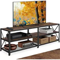 TecTake Meuble bas - 161 cm, Bois foncé industriel, rustique