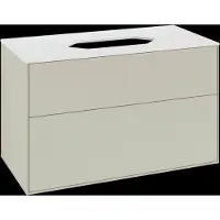 Villeroy & Boch Finion meuble sous lavabo, 2 tiroirs, avec éclairage, lavabo au centre, sans trou pour robinet, 1000x603x501mm, Glass White Matt, G64100HJ