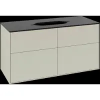 Villeroy & Boch Finion meuble sous lavabo, 4 tiroirs, avec éclairage, lavabo au centre, sans trou pour robinetterie, 1200x603x501mm, Glass Black Matt, G67200HJ