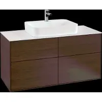 Villeroy & Boch Finion meuble sous lavabo, 4 tiroirs, avec éclairage, lavabo au centre, 1200x603x501mm, Glass White Matt, G38100GN