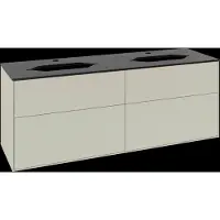 Villeroy & Boch Finion meuble sous lavabo, 4 tiroirs, avec éclairage, pour 2 lavabos, avec robinet, 1600x603x501mm, Glass Black Matt, G31200HJ
