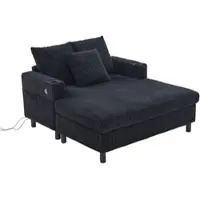 MODFU Table basse 100x50x35 cm - Éclairage LED et 2 Tiroirs - Noir