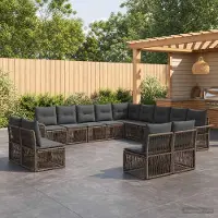 Prolenta Maison Exclusive - Ensemble de canapés de jardin, 13 pièces, 13 places, gris, en résine tressée