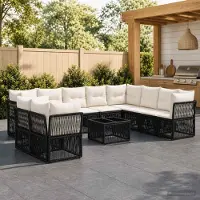 Prolenta Maison Exclusive - Ensemble de canapés de jardin, 11 pièces, 10 places, en résine tressée noire
