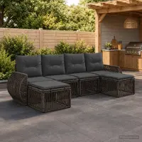 Prolenta Maison Exclusive - Ensemble de canapés de jardin pour 6 personnes, composé de 6 pièces, en résine tressée grise et gris foncé