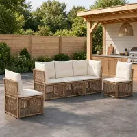 Prolenta Maison Exclusive - Ensemble de canapés de jardin, 5 pièces, coloris beige, en résine tressée