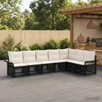 Prolenta Maison Exclusive - Ensemble de canapé de jardin, 7 pièces, 7 places, noir, en résine tressée (polyrotin)