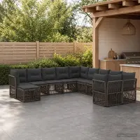 Prolenta Maison Exclusive - Ensemble de canapés de jardin, 11 pièces, gris, en résine tressée