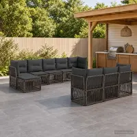 Prolenta Maison Exclusive - Ensemble de canapés de jardin, 10 pièces, gris, en résine tressée