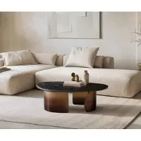 DELIFE Table basse Marvello 100x50 cm marbre noir argenté métal Gold Ombre