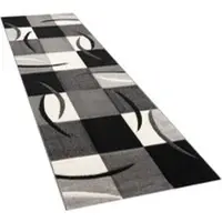 Tapis.fr Tapis moderne Diamora noir-blanc 80x300 cm