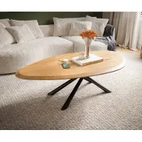 DELIFE Table basse Edge Organique 140x76 cm Chêne naturel Flow-Edge Sarity Métal Noir