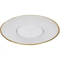 Home Styling Collection Accueil - Collection Styling - Assiette plate en verre avec bordure dorée DATURA, 32 cm, Assiettes, Or
