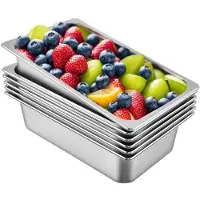 Vevor Bac Inox Alimentaire Lot de 6 Plats à Four en Acier Inoxydable 19,5L Épaisseur 0,8mm Bac Poli Rectangulaire Effet Miroir Aliments Chauds et Froids pour Cuisine de Restaurant Gril Gâteaux Tartes