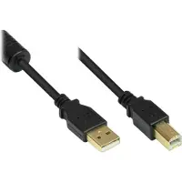 GOOD CONNECTIONS Câble de connexion USB 2.0 mâle A à mâle B, avec noyau en ferrite, plaqué or, noir, 0,5m (0.50 m, USB 2.0)