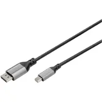 Digitus DB-340106-020-S Câble adaptateur DisplayPort 8K 1.4, mini-DP - DP, 2,0 m