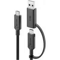 Alogic ELCCA3212-BK câble USB C type C -C adaptateur USB +A M/M 1,2m, sw