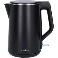 Nedis Bouilloire électrique | 1.5 l | Plastique | Noir | Rotatif à 360 degrés | Élément chauffant dissimulé | Contrôleur Strix | Protection contre l'ébullition