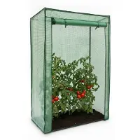 Relaxdays 2 serres pour tomates, dimensions : 150 x 100 x 50 cm, toit en pente, pour le jardin ou le balcon, serre en film plastique avec film maillé en PE, vert