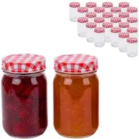 Relaxdays Bocaux, Bocal de conservation, Rouge, Blanc, Transparent