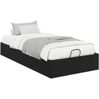 vidaXL Coffret de lit capitonné, noir, imitation chêne, 75,5 x 190 cm