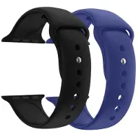 BigBen Interactive Pack de 2 Bracelets Apple Watch 38-40-41mm Silicone 138 à 205mm Noir et Bleu Bigben