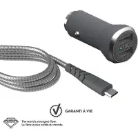 BigBen Interactive Kit Chargeur Voiture USB A 4.8A (2.4+2.4A) FastCharge + Câble Ultra-Renforcé USB A / microUSB 1.