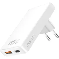 Logilink USB Steckdosenadapter 1xUSB-A, 1xUSB-C, 65W weiß