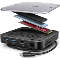 Axagon HMC-UFO USB-C Hub M.2 SATA/NVMe 1 Gbit/s Ethernet 384 kHz Audio Wired USB 3.2 Gen 2 (3.1 Gen 2) Type-C Black