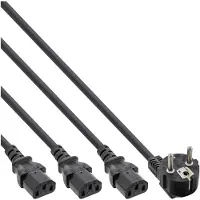InLine Câble en Y pour le secteur (3 m), Câble d'alimentation, Noir
