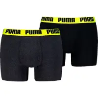 Puma Hommes, Sous-vêtements, Basic Boxer, Gris, Jaune, (lot de 2, XL)