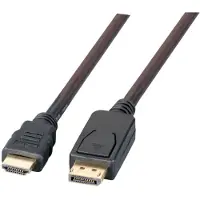 EFB Elektronik Câble DisplayPort/HDMI 4K60Hz A-A St-St, 1m, noir Câble adaptateur DisplayPort vers HDMI+ avec un (1 m), Câble vidéo, Noir