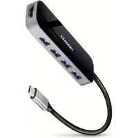 Axagon HMC-6H4A station d'accueil pour ordinateur portable/réplicateur de ports USB filaire 3.2 Gen 1 (3.1 Gen 1) Type-C Noir, Gris