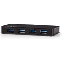 Nedis Uhubu3420bk Usb Hub Usb-a M-4x Usb-a F 4-port Usb 3.2 Gen 1 Powered Argenté
