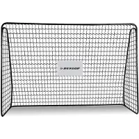 Dunlop But de football avec filet, cadre robuste en tube d'acier, revêtement par poudre, montage en grande partie par emboîtement et clic, suspension sûre du filet, 7 piquets inclus