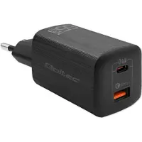Qoltec Chargeur 50766 pour appareils mobiles : ordinateur portable, console de jeux portable, batterie externe, smartphone, montre connectée. Noir, charge rapide secteur, tablette d'intérieur.