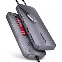 Axagon HMC-6GM2 Hub USB 10Gbps USB-A USB-C HDMI M.2 SD/mSD PD 100W USB-C câblé USB 3.2 Gen 2 (3.1 Gen 2) Type-C Gris