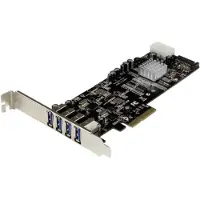 StarTech.com Pcie 4 Port Usb 3.0 Sata Molex Uasp Pci-e Expansion Card Noir