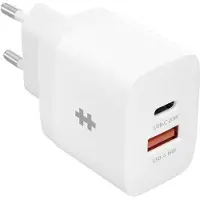 Targus Hyper HyperJuice Chargeur mural 2 ports (20W) – Charge rapide pour tout appareil USB-C – Prise murale US intégrée et pliable – Protection contre les surintensités et les surchauffes - Blanc