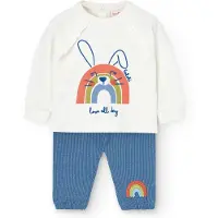 Boboli Knit Long Sleeve Set Blanc,Bleu 1 Months Garçon